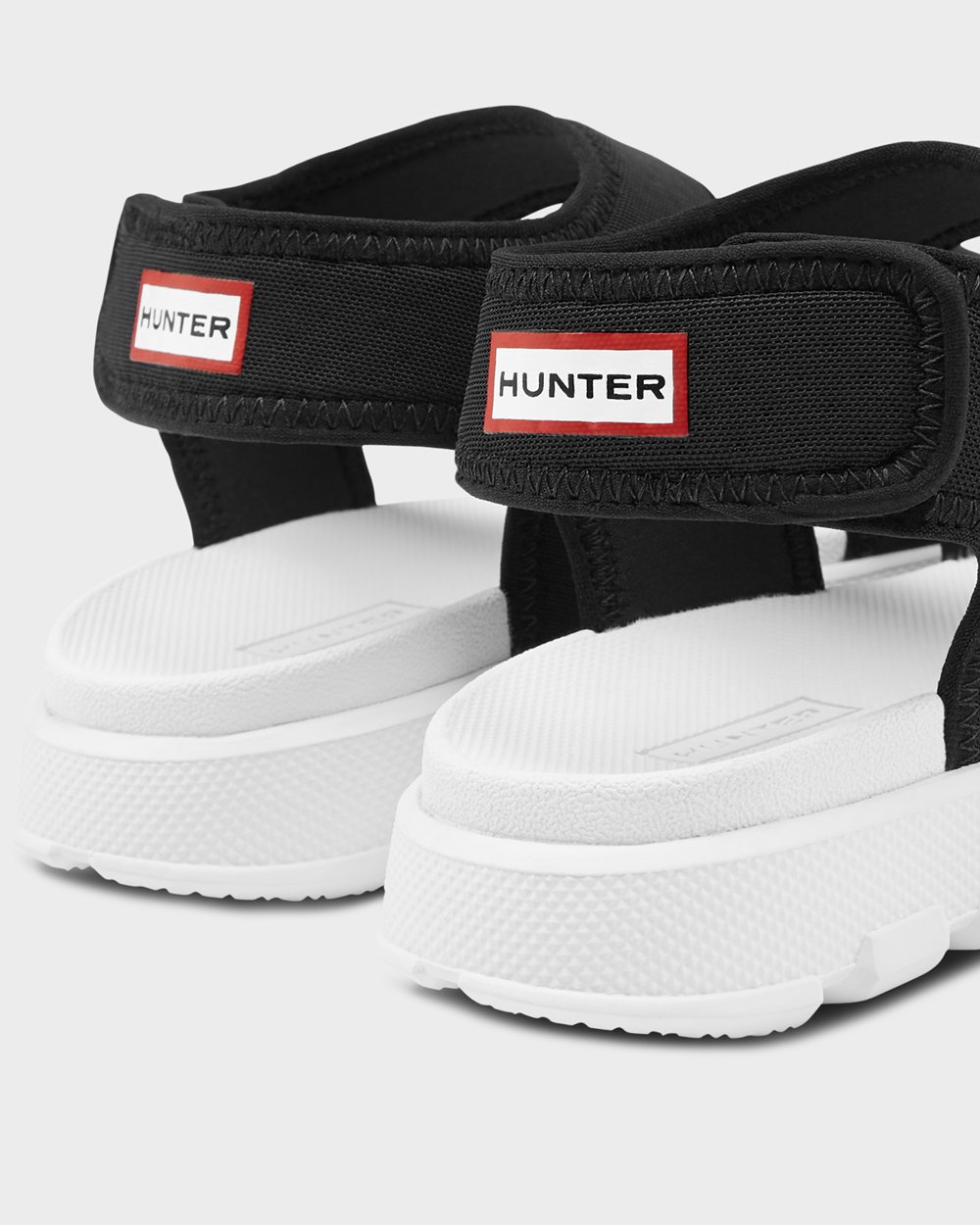 Hunter Original Outdoor Walking Sandals - On Sale Womens Black - RTVXQE495